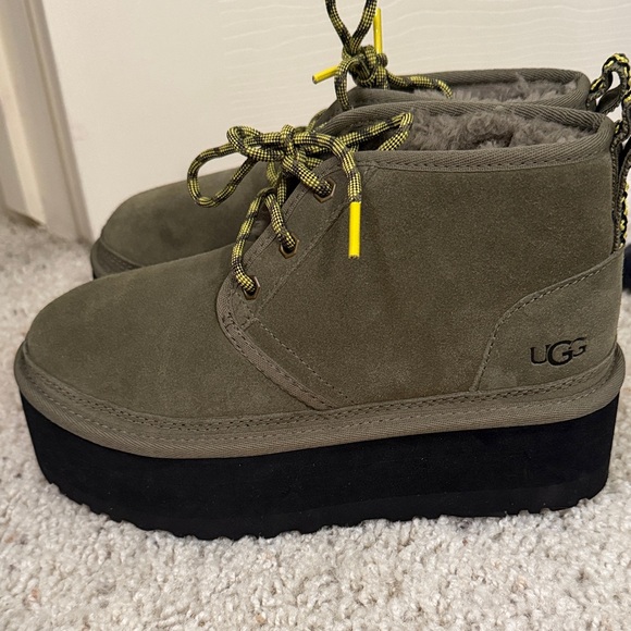 UGG Shoes - UGG Olive Suede Boots with Black Soles size 6